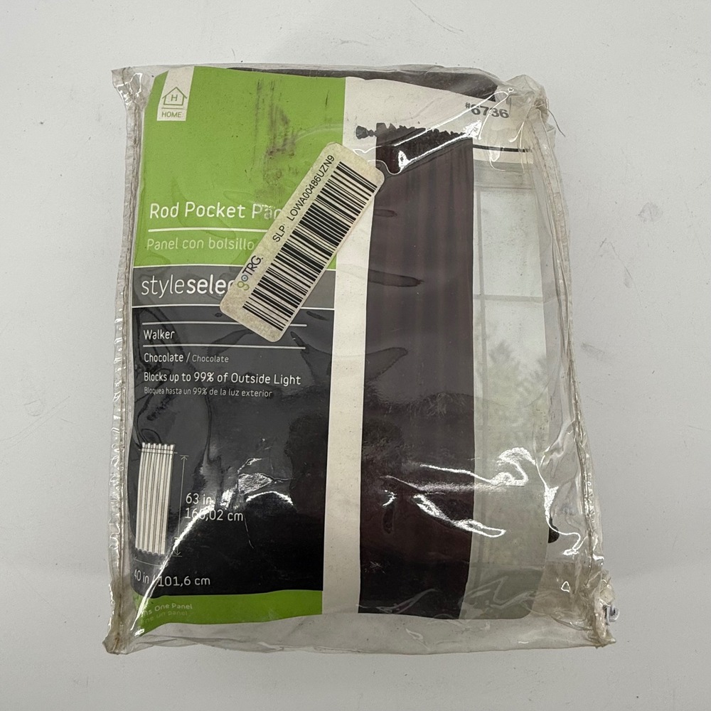 Style Selections Walker Chocolate Brown Rod Pocket Blackout Curtain Panel 40x63
